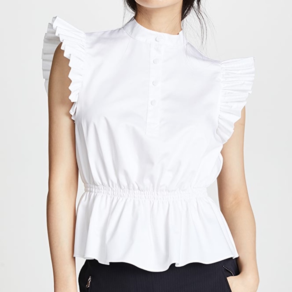 ADAM LIPPES Ruffle Sleeve Top with Placet